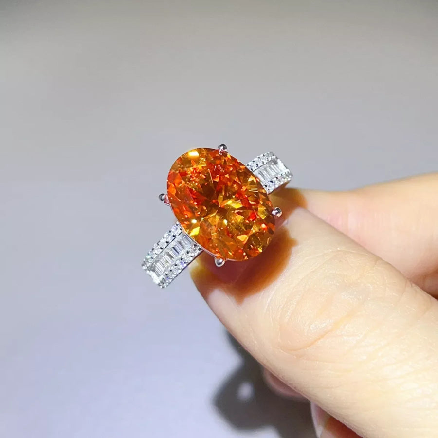 8 Carat 925 Sterling Silver Moissanite Oval Ring Coral / 5 Apparel and Accessories