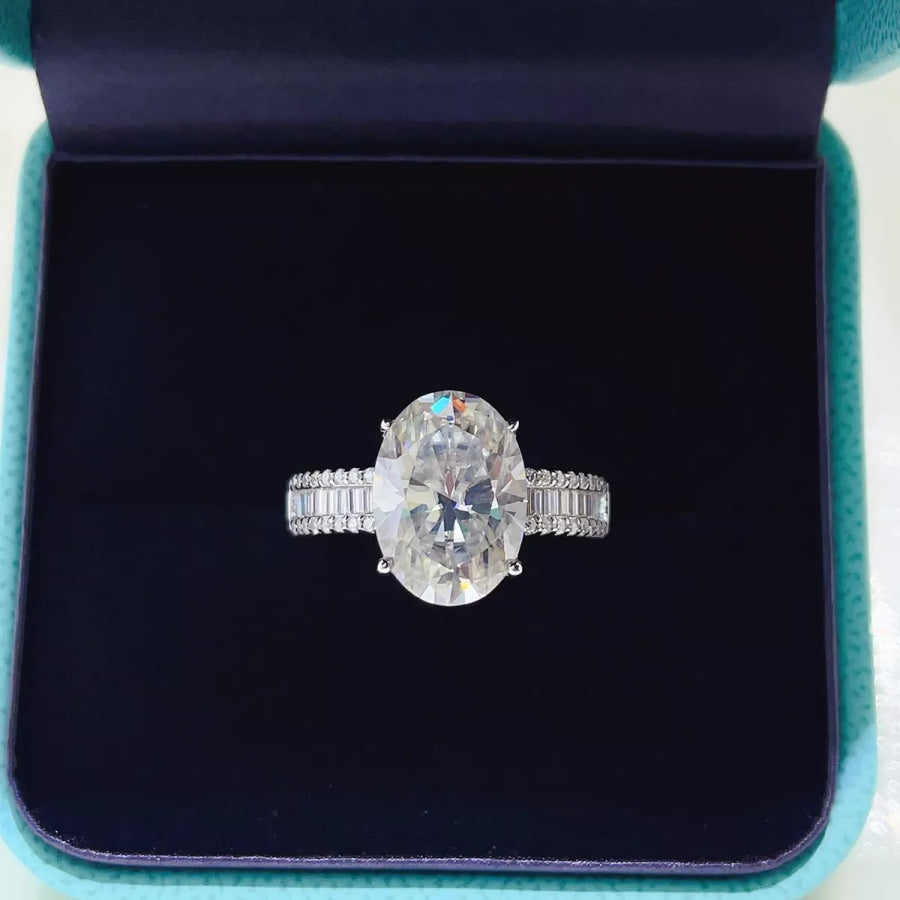 8 Carat 925 Sterling Silver Moissanite Ring Silver / 5 Apparel and Accessories