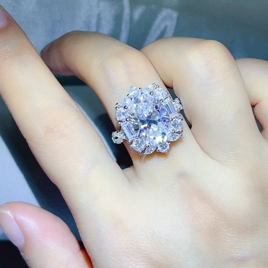 8 Carat 925 Sterling Silver Moissanite Ring / 5 Apparel and Accessories