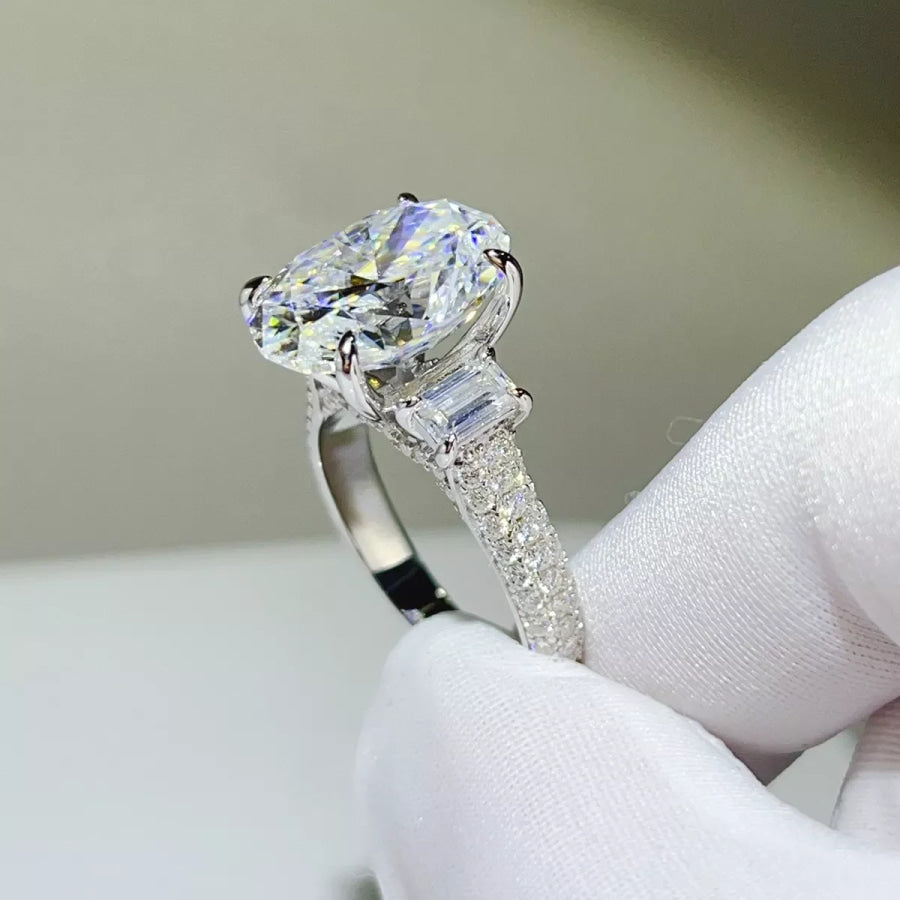 8 Carat 925 Sterling Silver Moissanite Ring Apparel and Accessories
