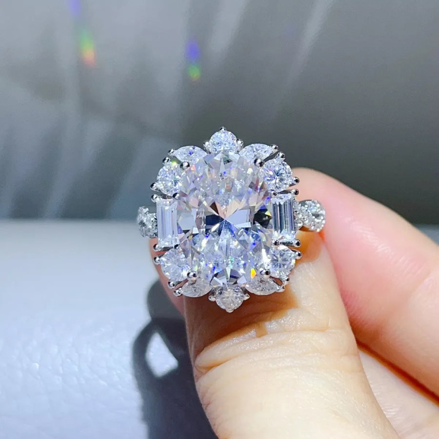 8 Carat 925 Sterling Silver Moissanite Ring / 5 Apparel and Accessories