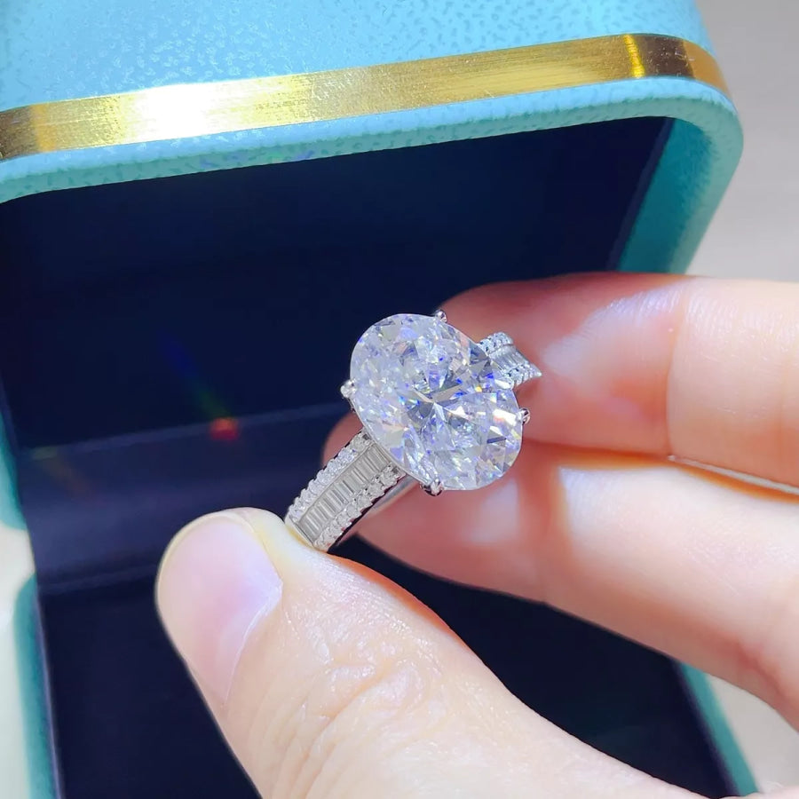 8 Carat 925 Sterling Silver Moissanite Ring Apparel and Accessories