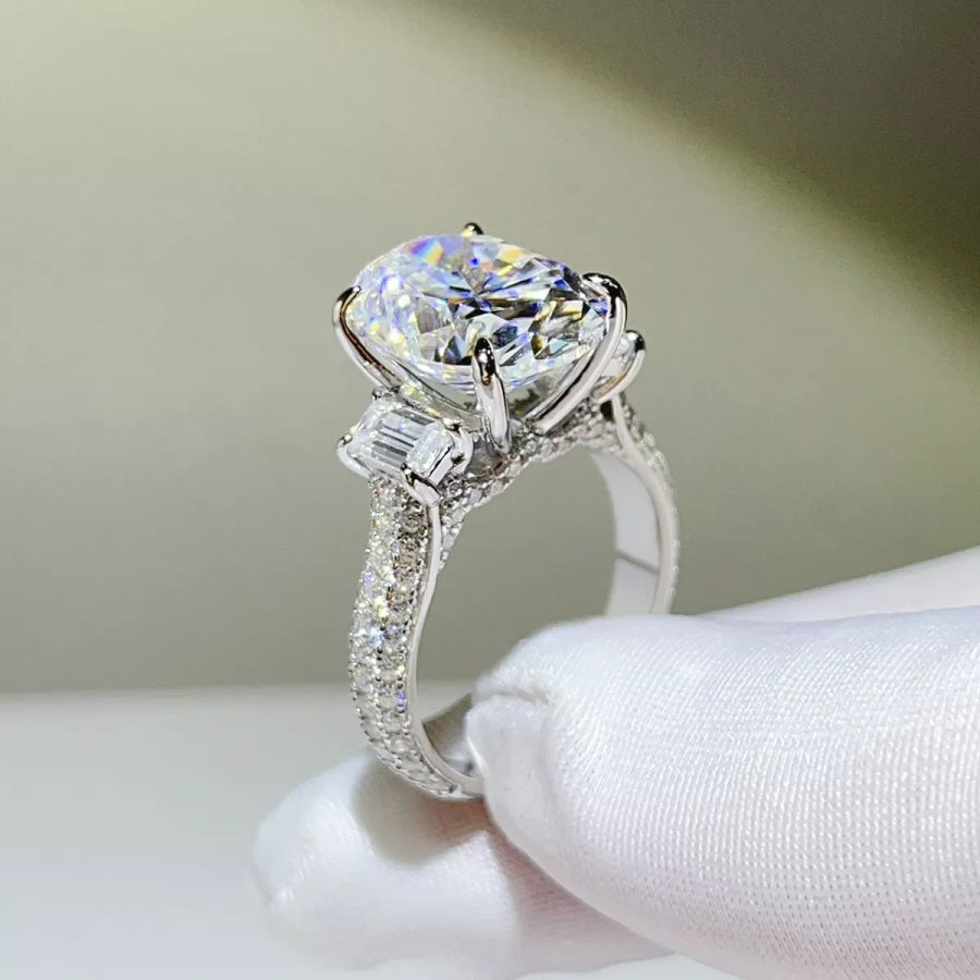 8 Carat 925 Sterling Silver Moissanite Ring Apparel and Accessories