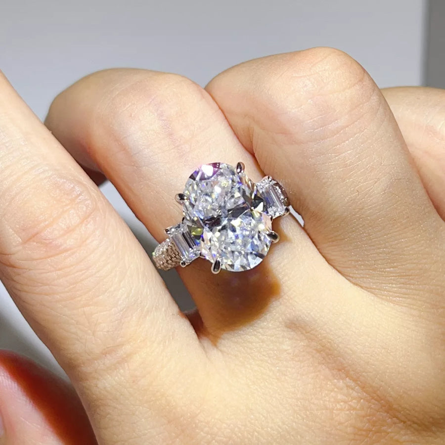 8 Carat 925 Sterling Silver Moissanite Ring Apparel and Accessories
