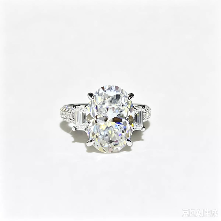8 Carat 925 Sterling Silver Moissanite Ring Apparel and Accessories