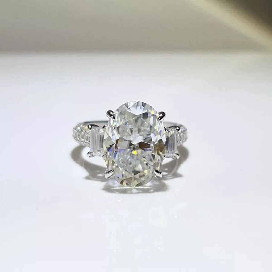 8 Carat 925 Sterling Silver Moissanite Ring Apparel and Accessories