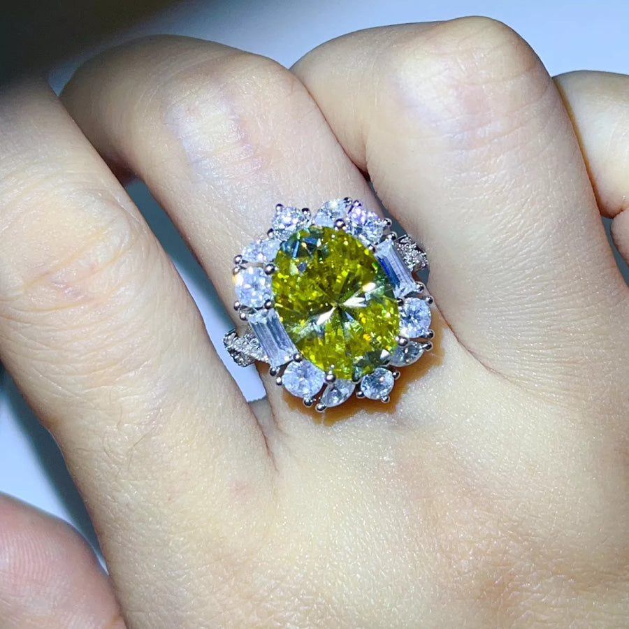 8 Carat 925 Sterling Silver Moissanite Ring Yellow / 5 Apparel and Accessories