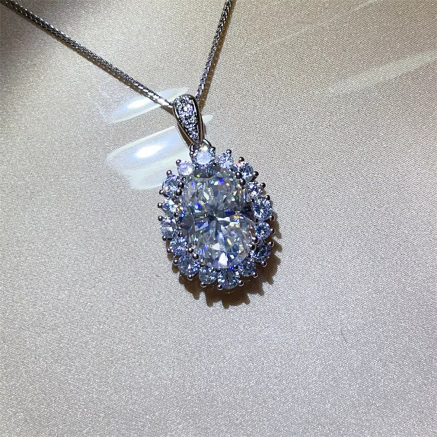 8 Carat Moissanite 925 Sterling Silver Pendant Necklace Silver / One Size Apparel and Accessories