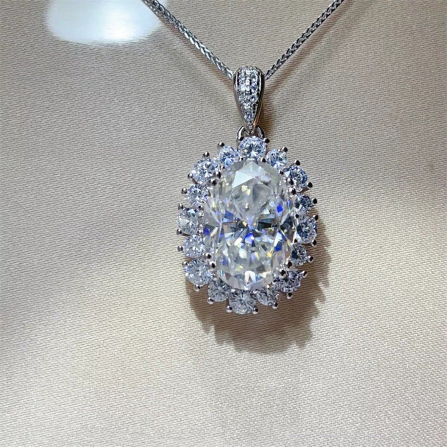 8 Carat Moissanite 925 Sterling Silver Pendant Necklace Silver / One Size Apparel and Accessories