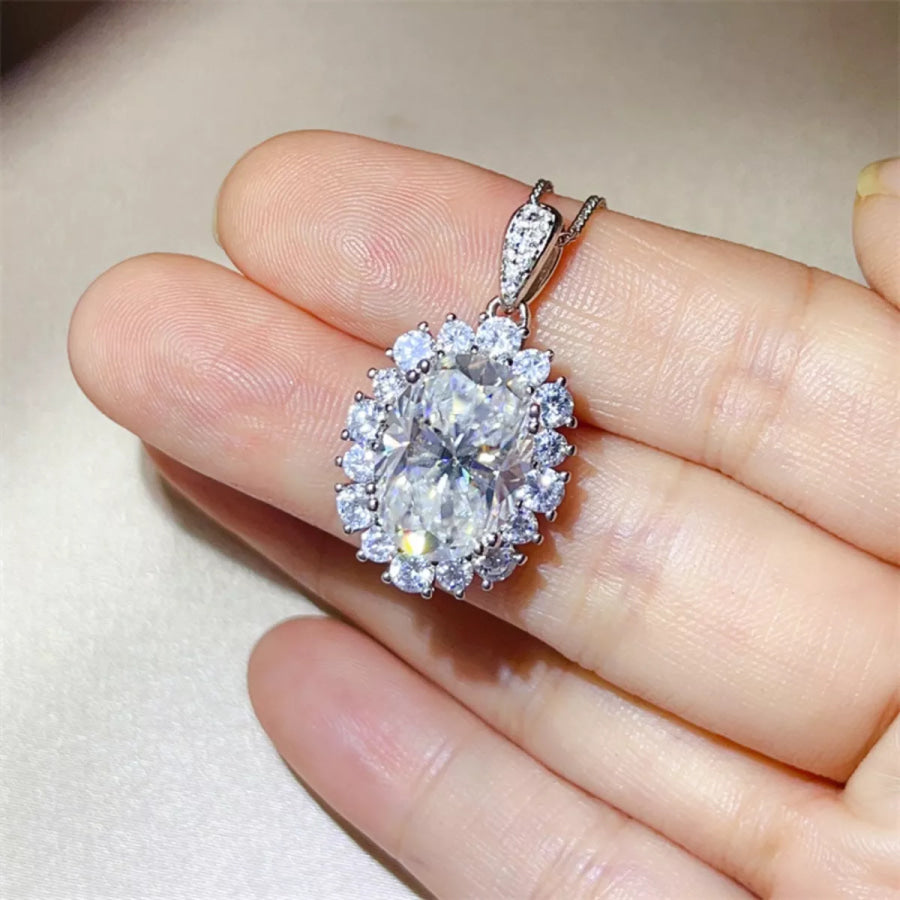 8 Carat Moissanite 925 Sterling Silver Pendant Necklace Silver / One Size Apparel and Accessories