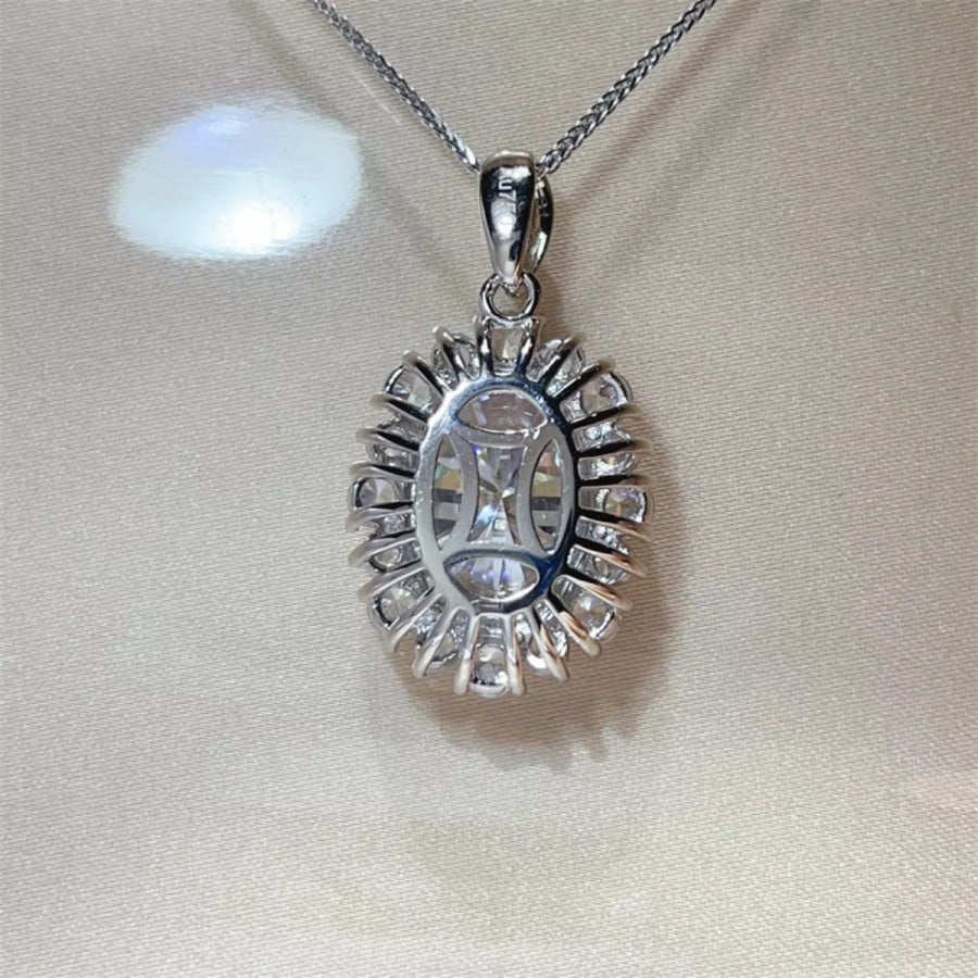 8 Carat Moissanite 925 Sterling Silver Pendant Necklace Silver / One Size Apparel and Accessories