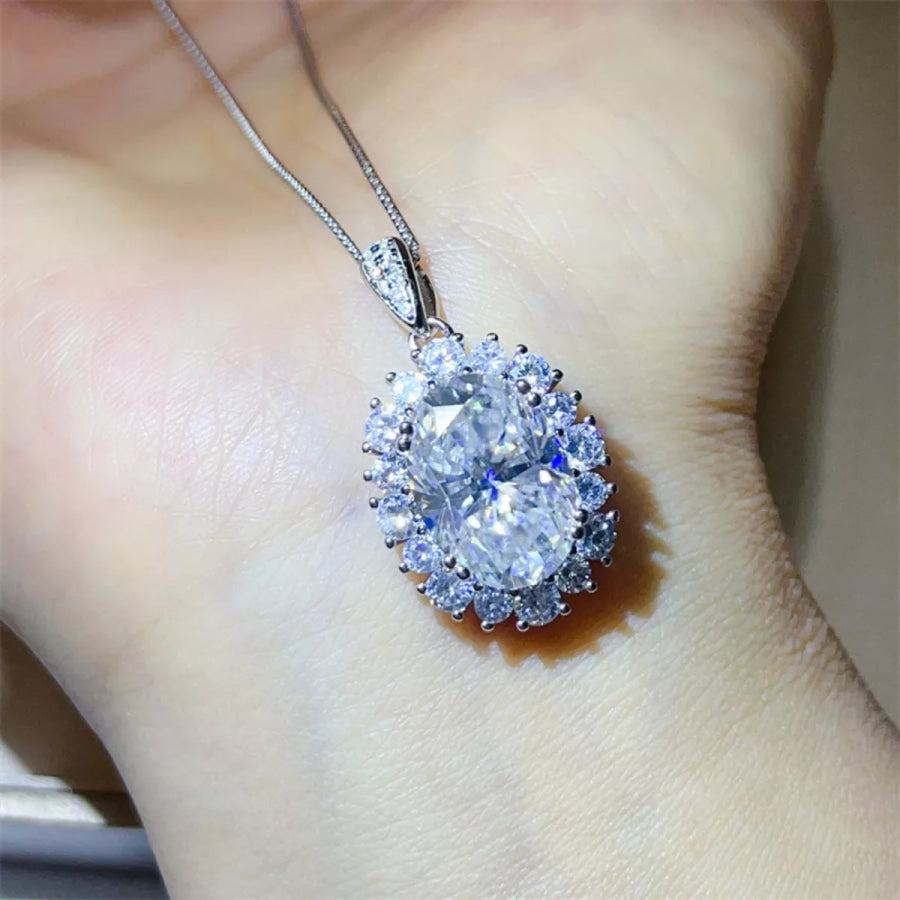 8 Carat Moissanite 925 Sterling Silver Pendant Necklace Silver / One Size Apparel and Accessories