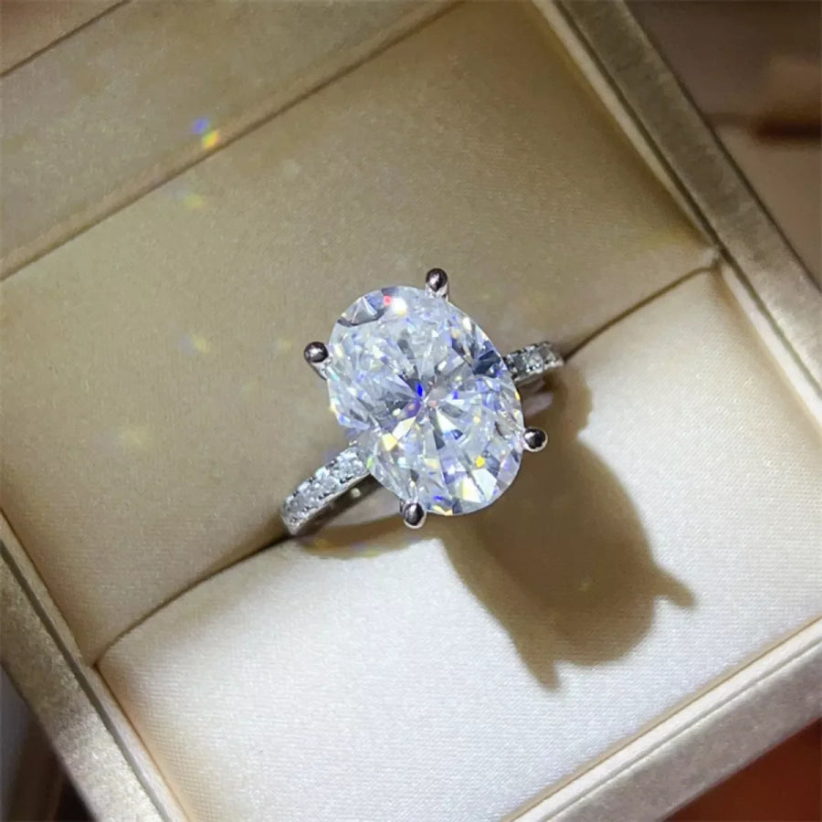 8 Carat Moissanite 925 Sterling Silver Ring Silver / 4.5 Apparel and Accessories