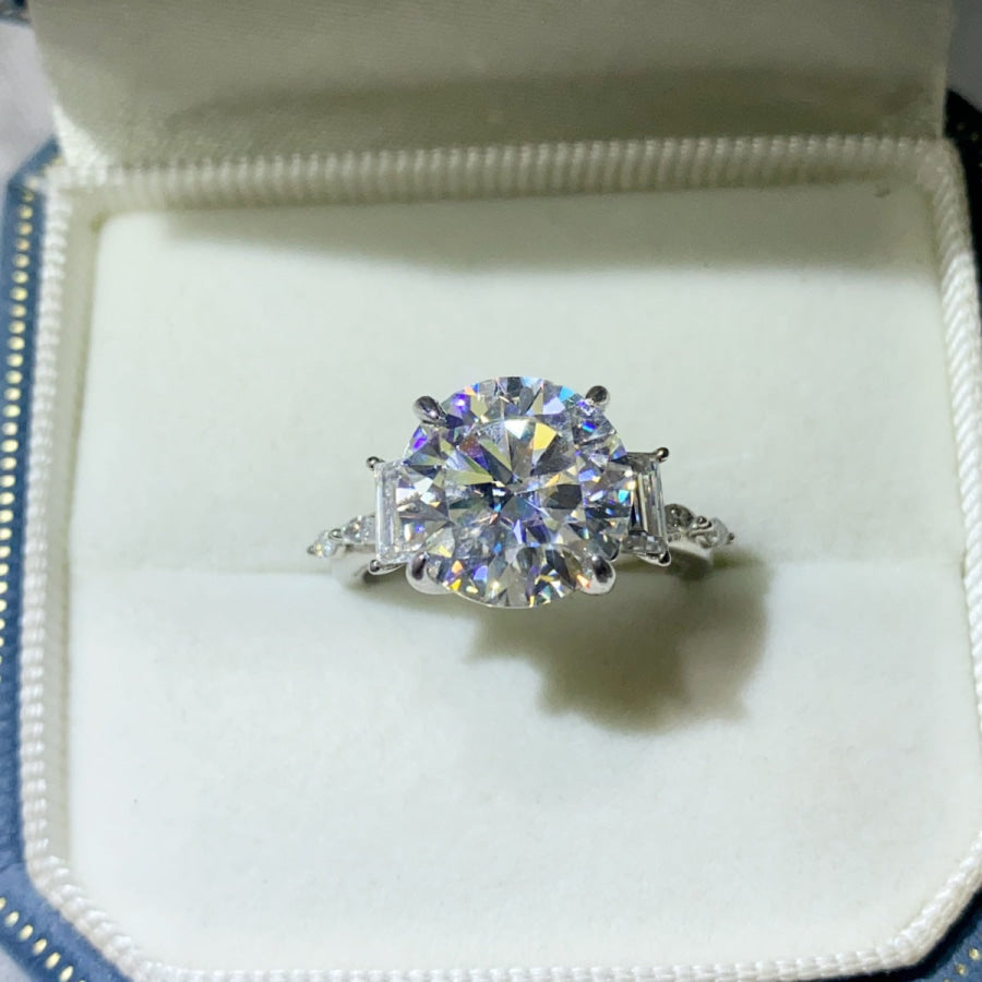 8 Carat Moissanite 925 Sterling Silver Ring Silver / 4.5 Apparel and Accessories
