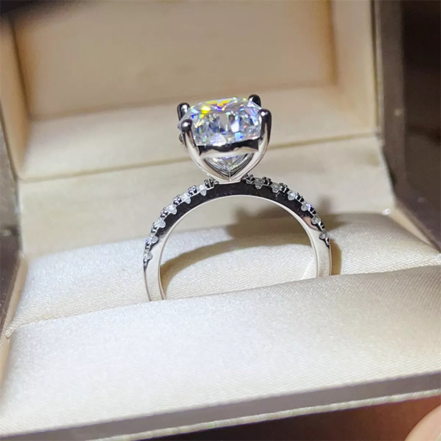 8 Carat Moissanite 925 Sterling Silver Ring Silver / 4.5 Apparel and Accessories