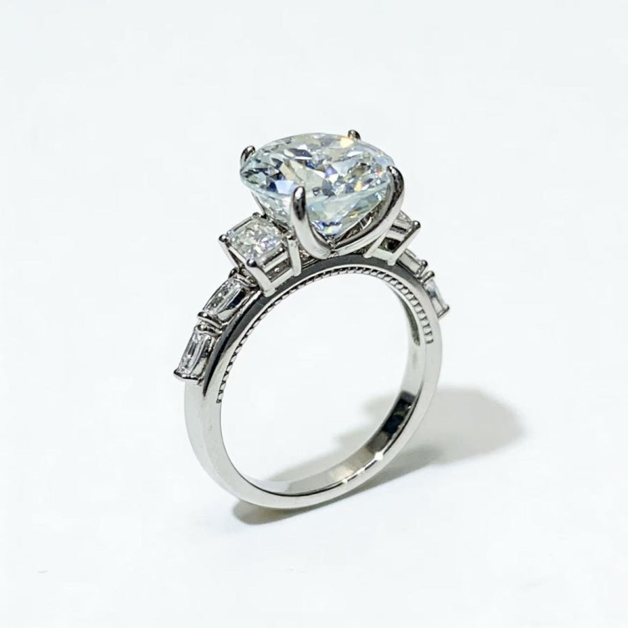 8 Carat Moissanite 925 Sterling Silver Ring Apparel and Accessories