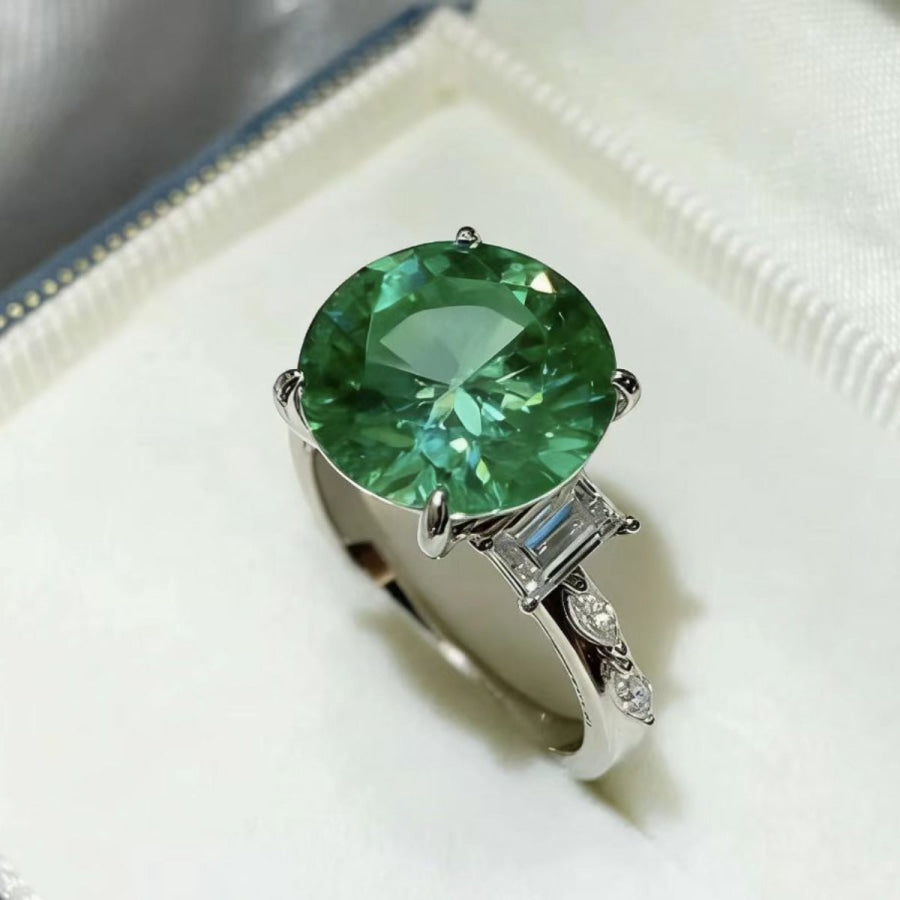 8 Carat Moissanite 925 Sterling Silver Ring Green / 4.5 Apparel and Accessories