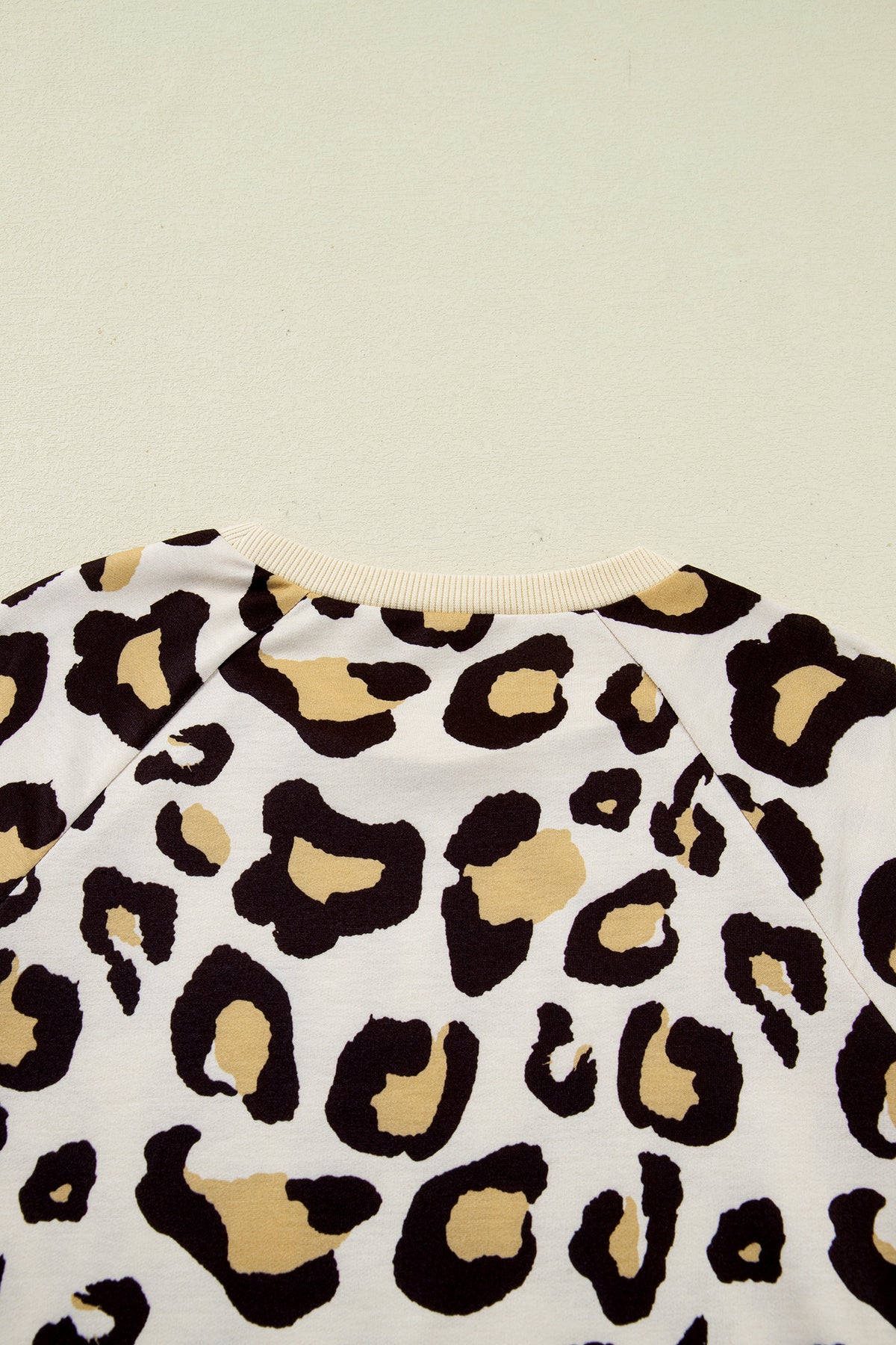 Khaki Leopard Long Sleeve Shift T Shirt Dress with Pockets