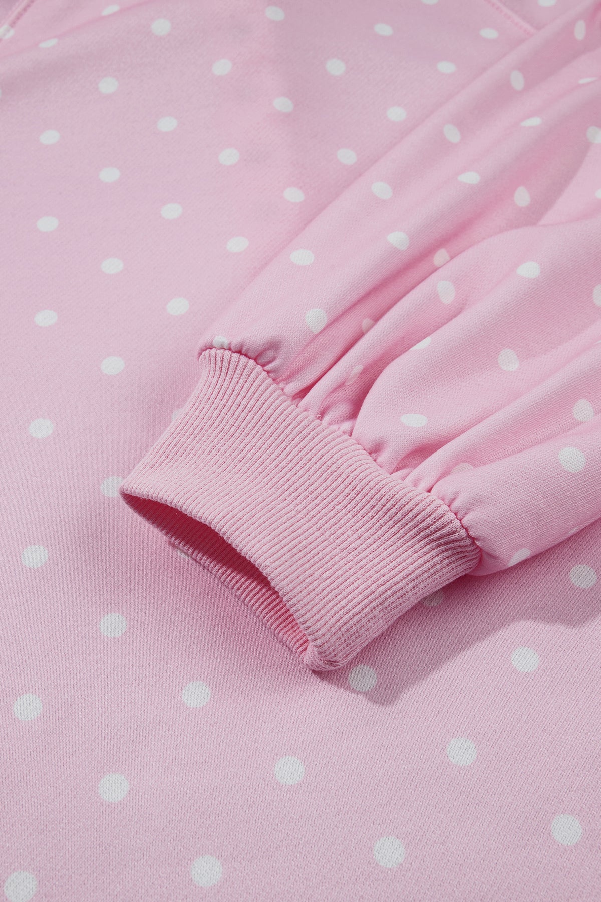 Blue Polka Dot Print Metal Button Collar Casual Pullover Sweatshirt