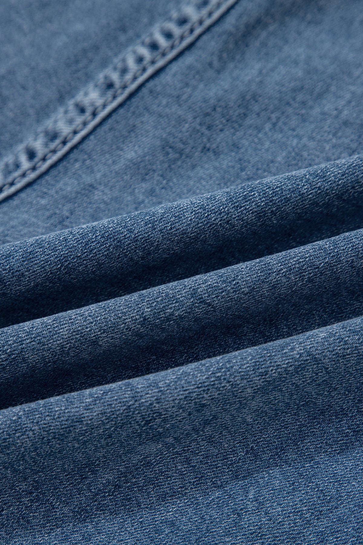 Dusk Blue Flap Pockets Denim Shorts