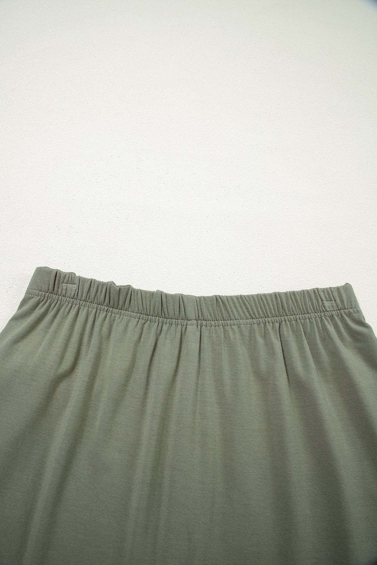 Laurel Green Solid Color Oversize Tee Tie Wrap Mini Skort 2pcs Set