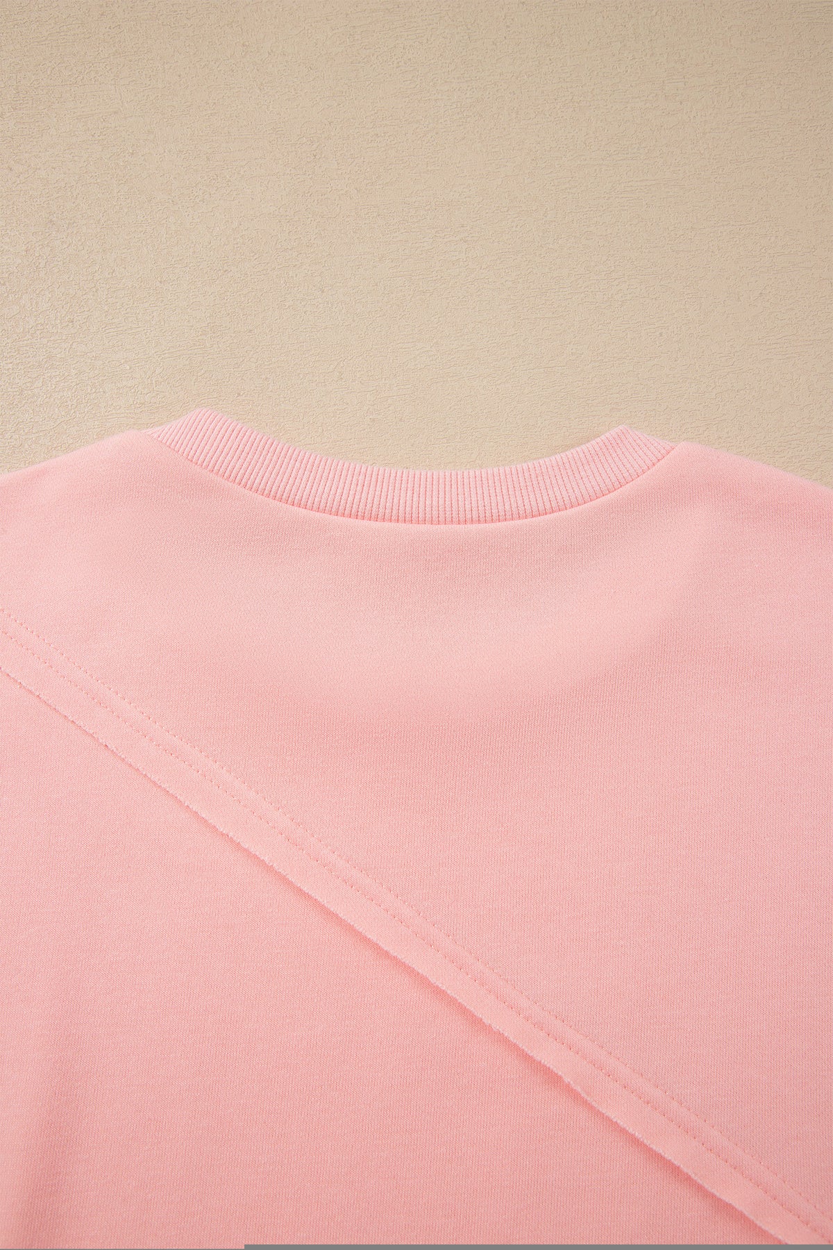 Pink Colorblock Striped Patchwork Long Sleeve Round Neck Blouse