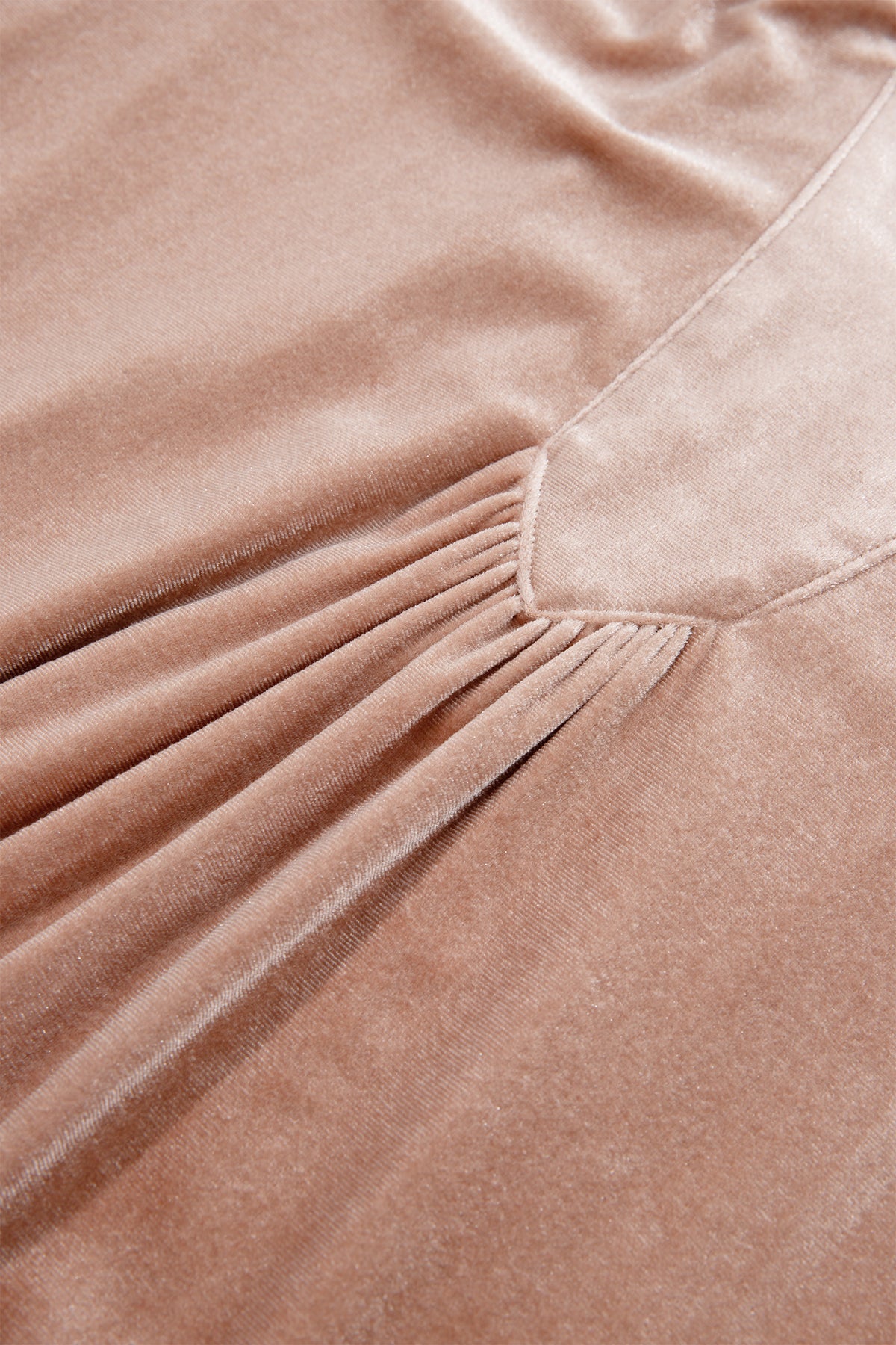Light French Beige Embroidered Sleeve Velvet Mini Shift Dress