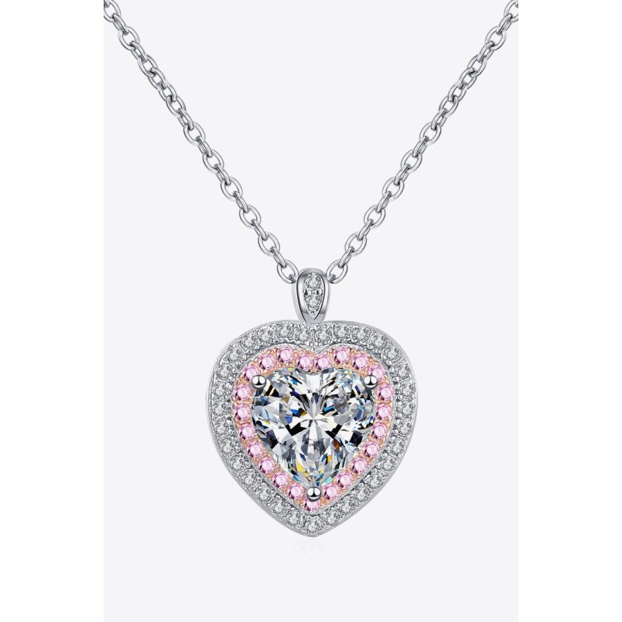 925 Sterling Silver 1 Carat Moissanite Heart Pendant Necklace Silver / One Size