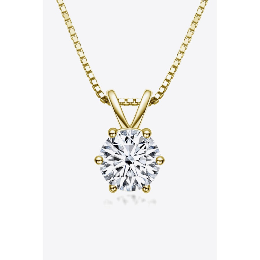 925 Sterling Silver 1 Carat Moissanite Pendant Necklace Gold / One Size