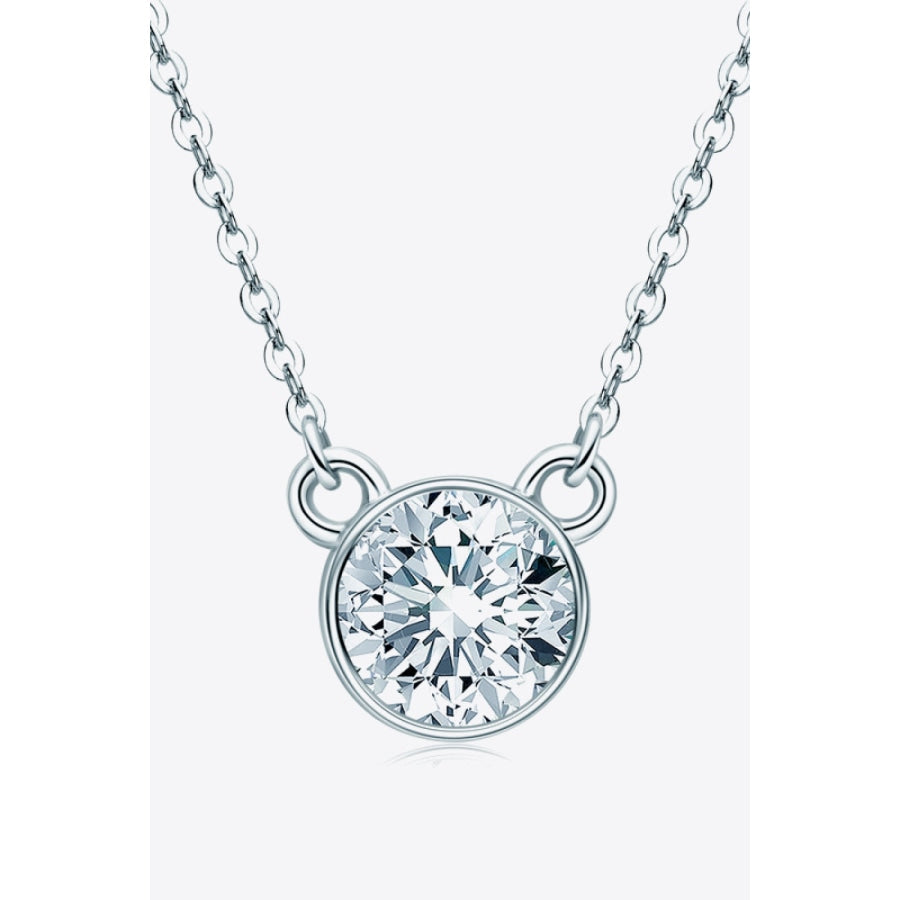 925 Sterling Silver 1 Carat Moissanite Round Pendant Necklace Silver / One Size