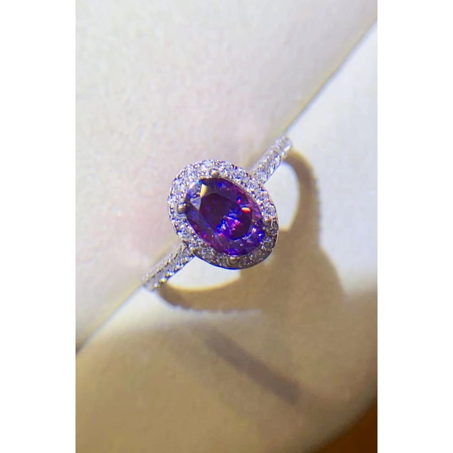 925 Sterling Silver 1 Carat Purple Moissanite Ring