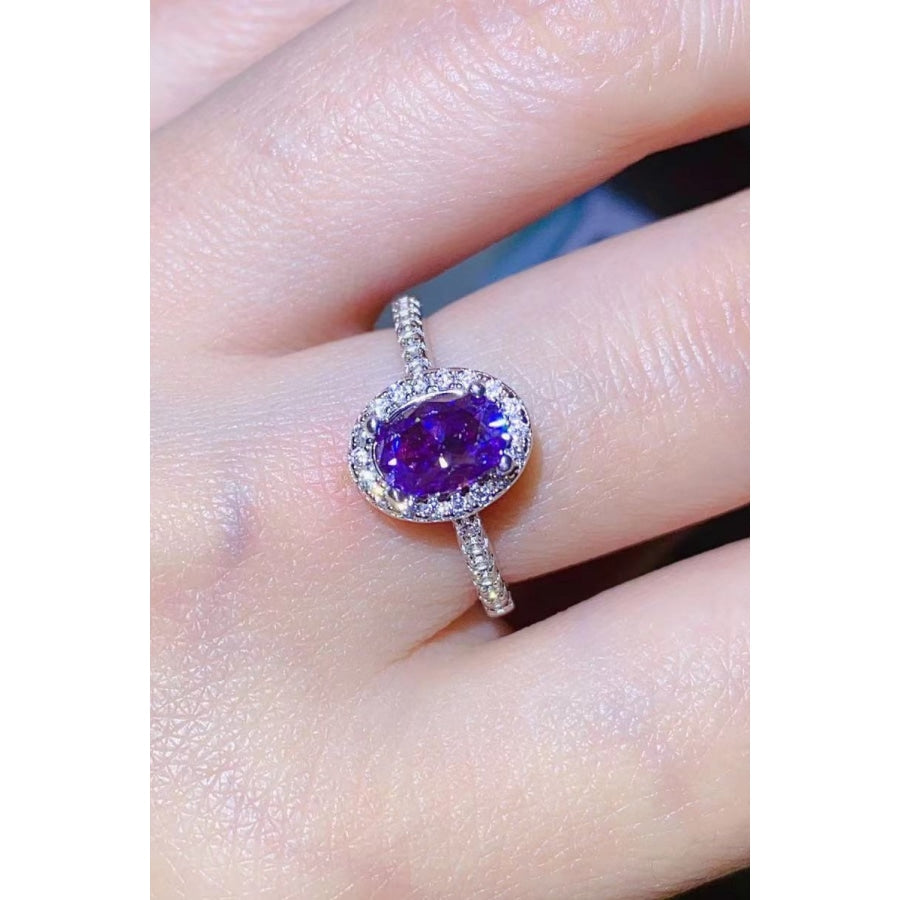 925 Sterling Silver 1 Carat Purple Moissanite Ring