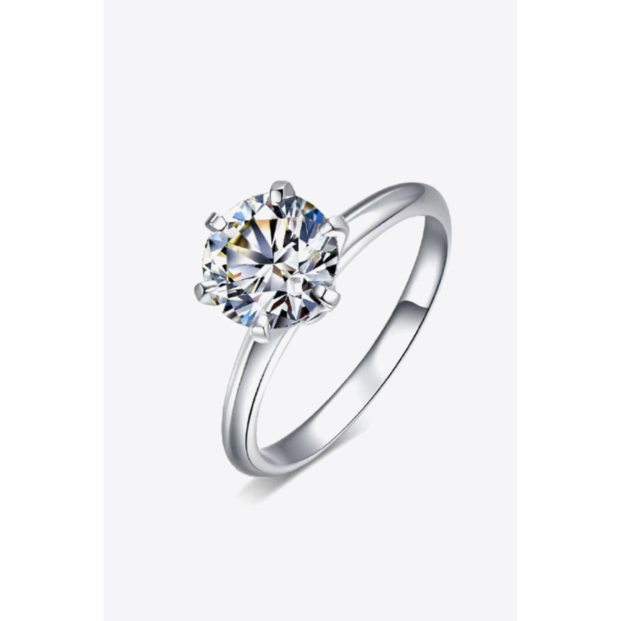 925 Sterling Silver 3 Carat Moissanite 6-Prong Ring Silver / 5