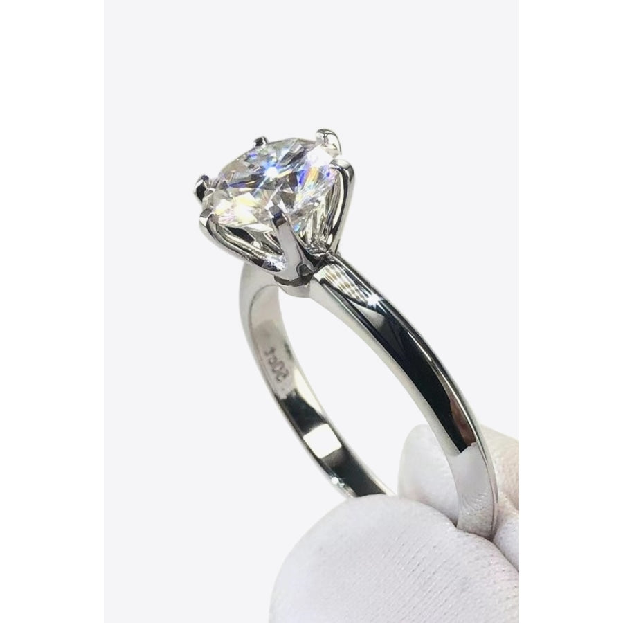 925 Sterling Silver 3 Carat Moissanite 6-Prong Ring