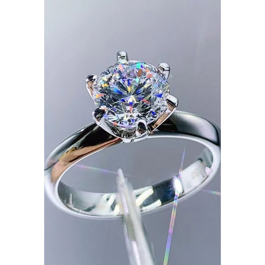 925 Sterling Silver 3 Carat Moissanite 6-Prong Ring