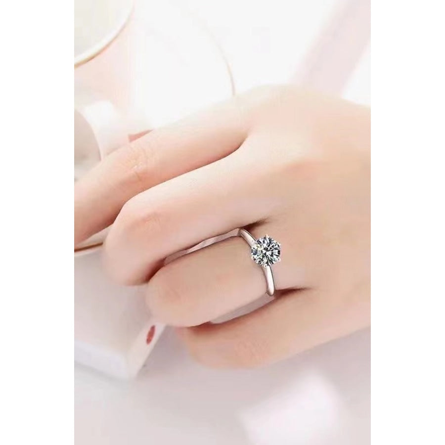 925 Sterling Silver 3 Carat Moissanite 6-Prong Ring