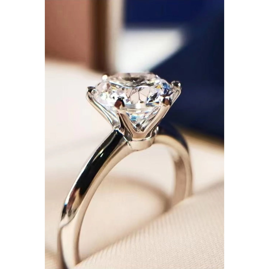 925 Sterling Silver 3 Carat Moissanite 6-Prong Ring