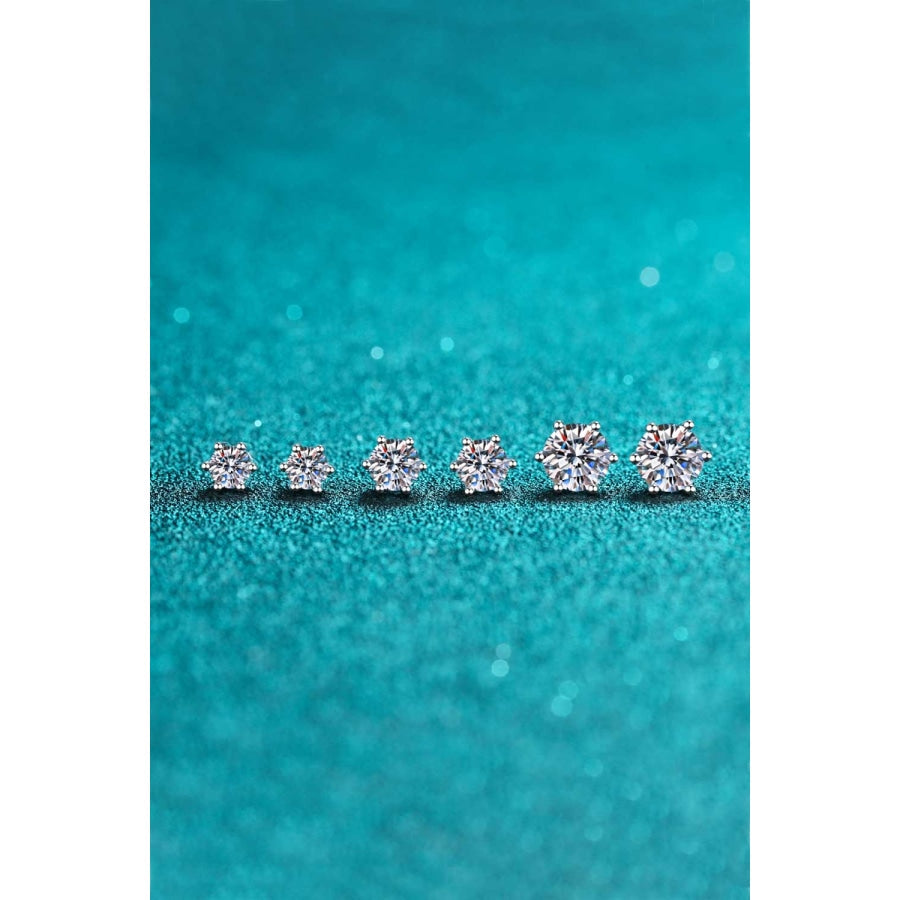 925 Sterling Silver 6-Prong 2 Carat Moissanite Stud Earrings Silver / One Size