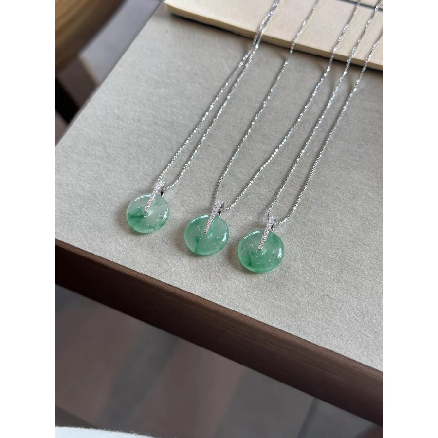 925 Sterling Silver Agate Pendant Necklace Turquoise / One Size Apparel and Accessories