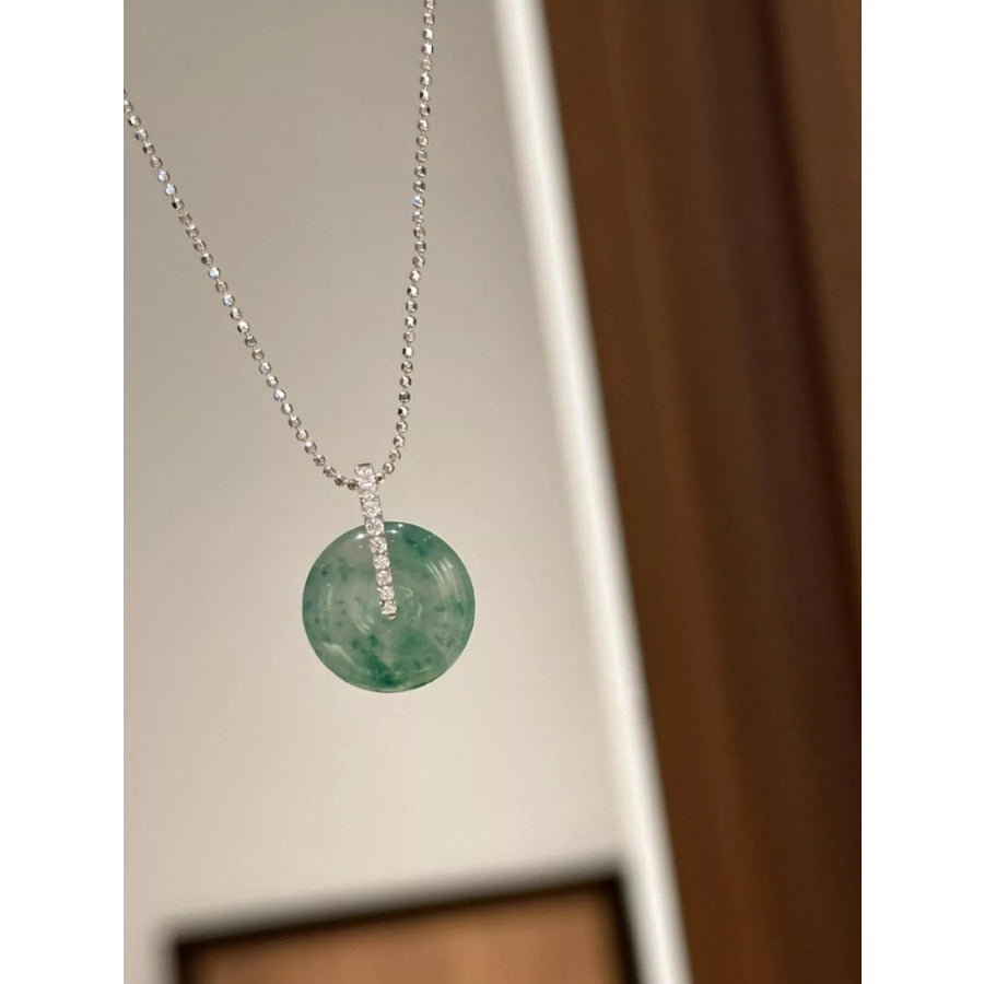 925 Sterling Silver Agate Pendant Necklace Turquoise / One Size Apparel and Accessories