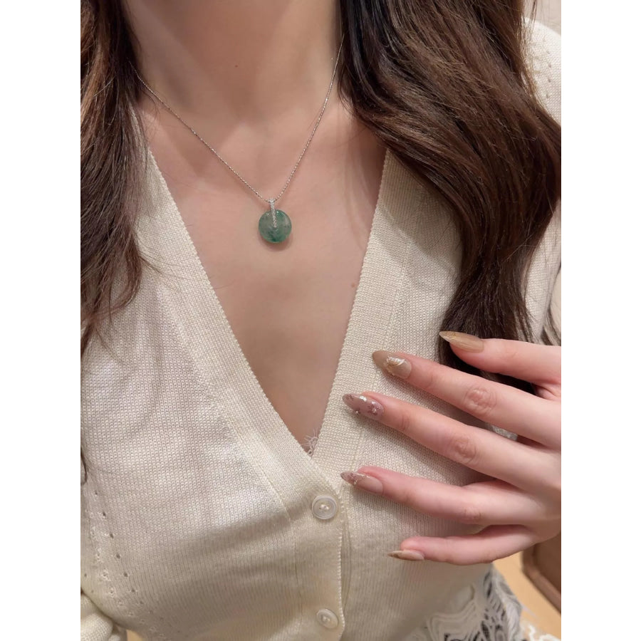 925 Sterling Silver Agate Pendant Necklace Turquoise / One Size Apparel and Accessories