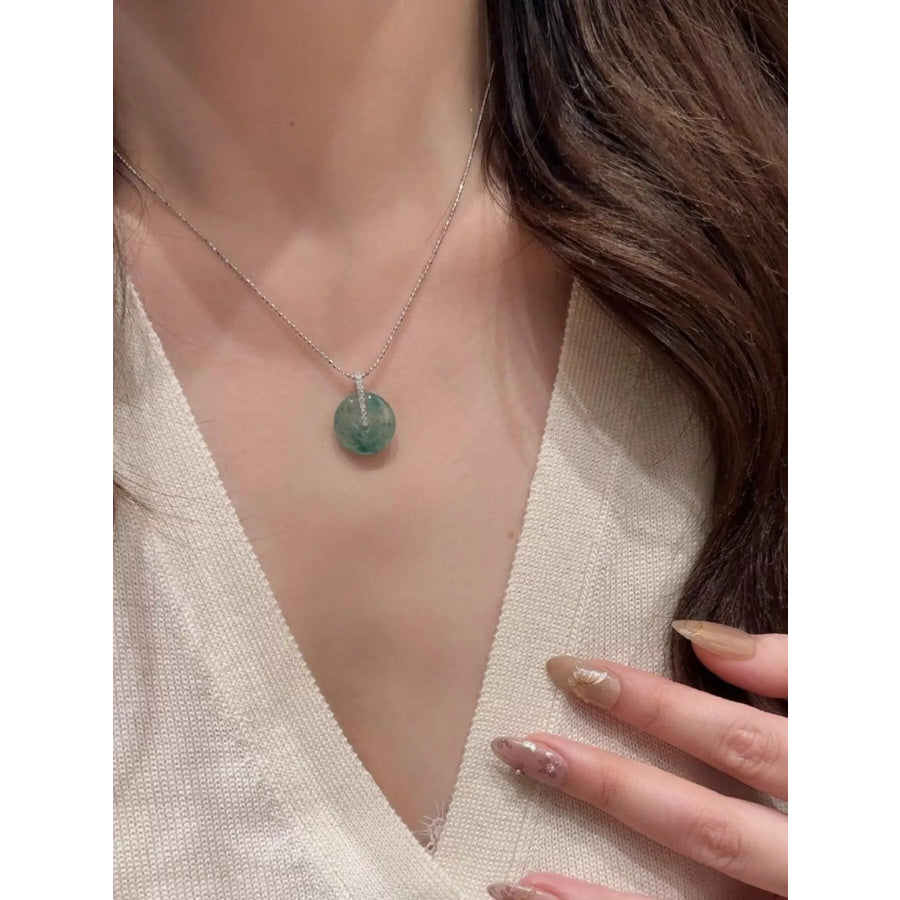 925 Sterling Silver Agate Pendant Necklace Turquoise / One Size Apparel and Accessories