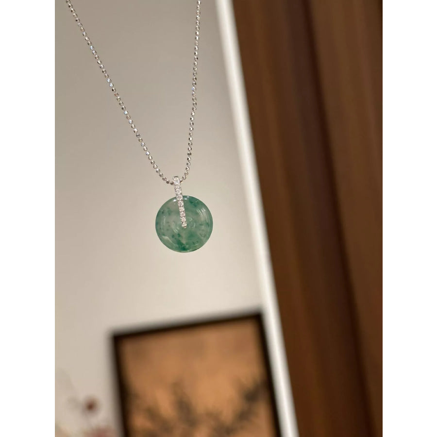 925 Sterling Silver Agate Pendant Necklace Turquoise / One Size Apparel and Accessories