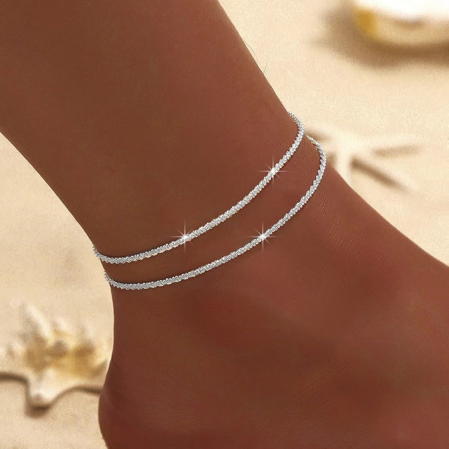 925 Sterling Silver Anklet Bracelets Silver / One Size Apparel and Accessories