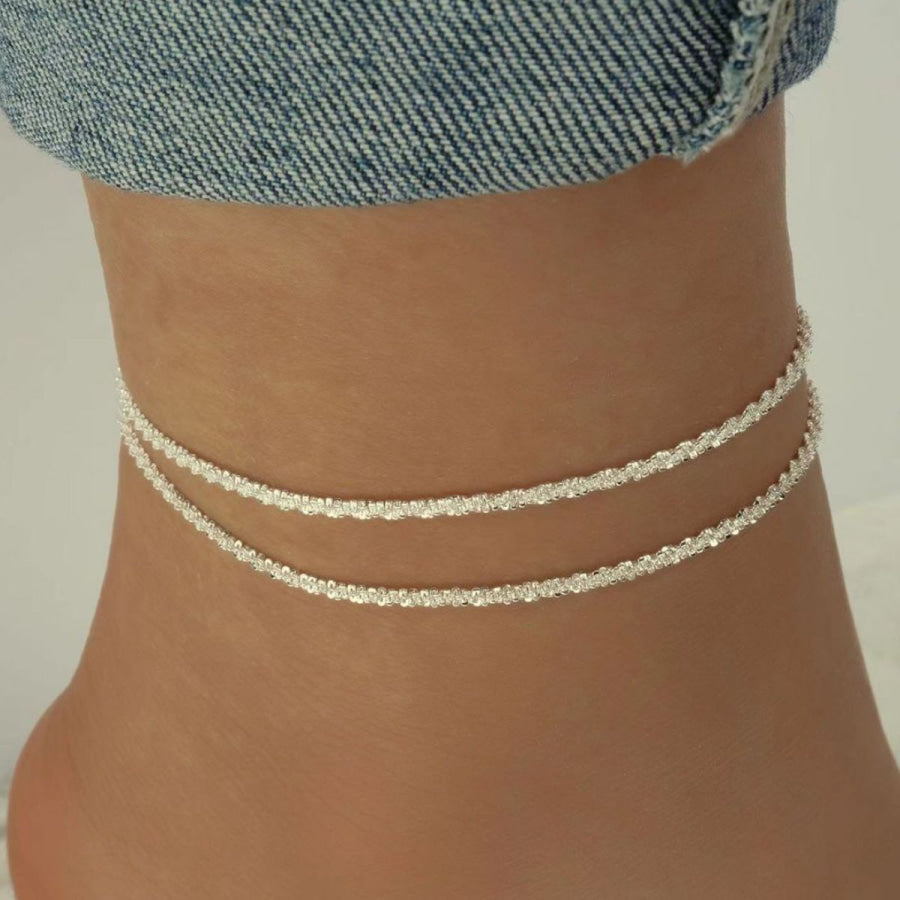 925 Sterling Silver Anklet Bracelets Silver / One Size Apparel and Accessories