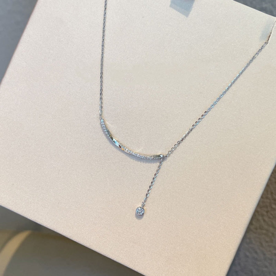 925 Sterling Silver Bar Chain Adjustable Necklace Silver / One Size Apparel and Accessories