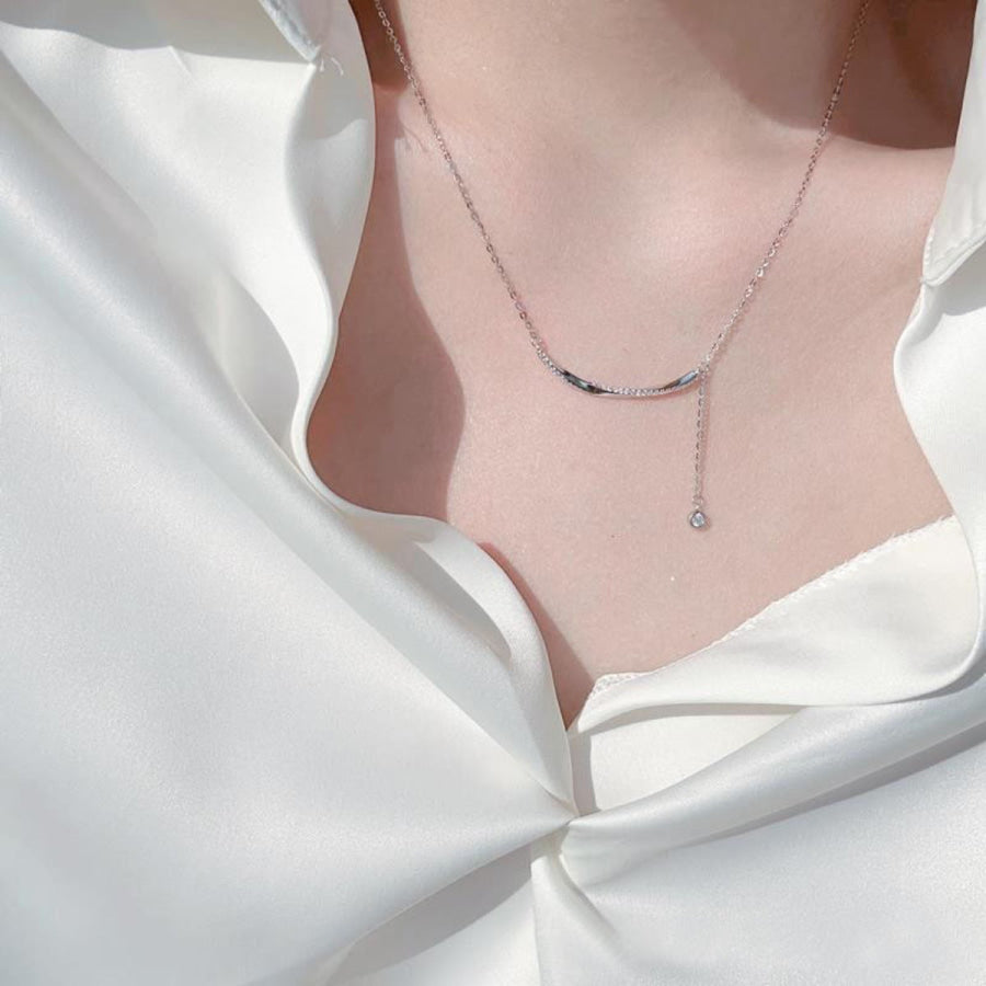 925 Sterling Silver Bar Chain Adjustable Necklace Silver / One Size Apparel and Accessories