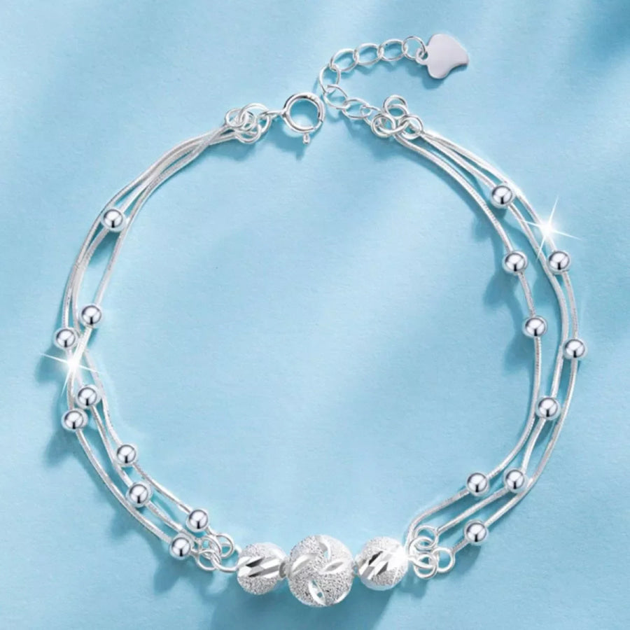 925 Sterling Silver Bead Chain Bracelet Silver / onesize Apparel and Accessories