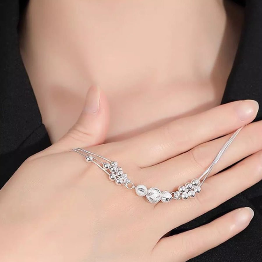 925 Sterling Silver Bead Chain Bracelet Silver / onesize Apparel and Accessories