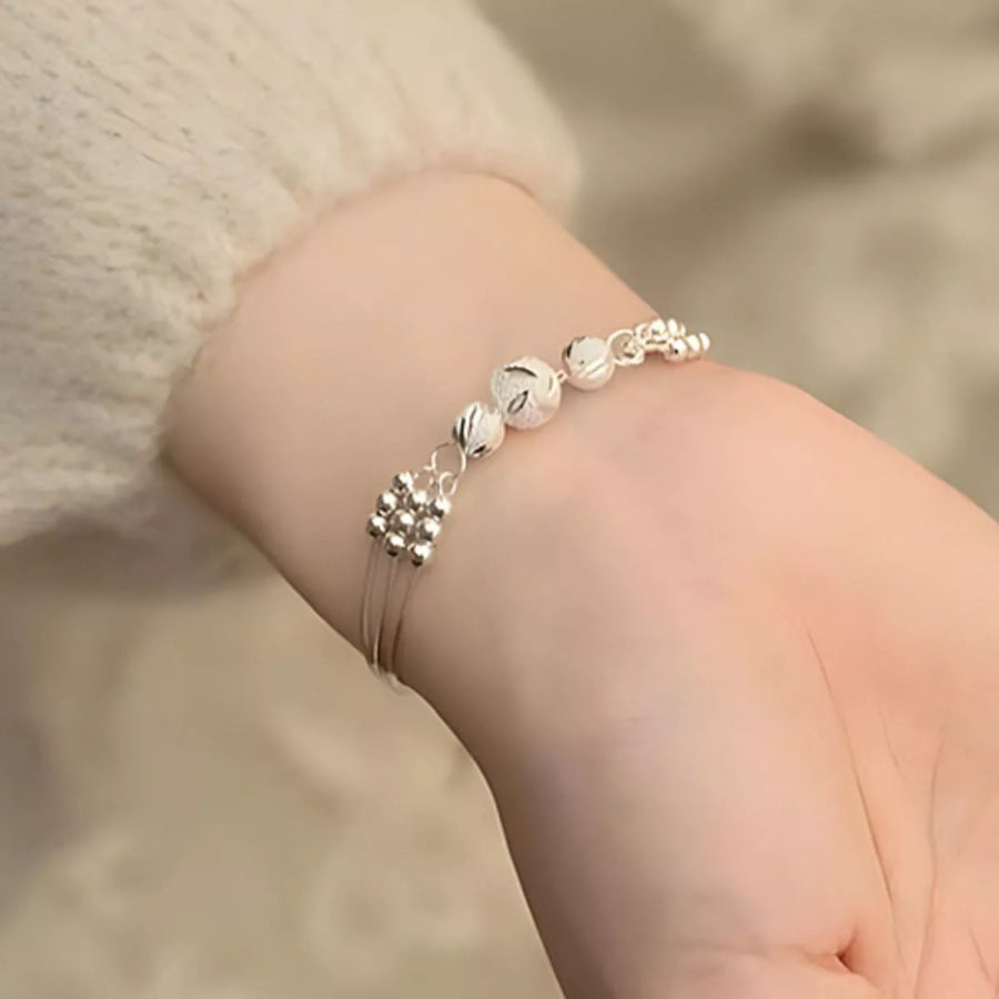 925 Sterling Silver Bead Chain Bracelet Silver / onesize Apparel and Accessories
